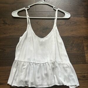 Topshop White Ruffled Peplum Camisole
